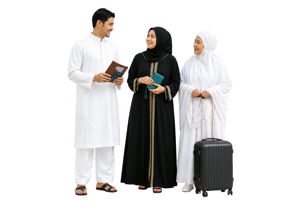 Jamaah Muslim mempersiapkan dokumen perjalanan Umroh
